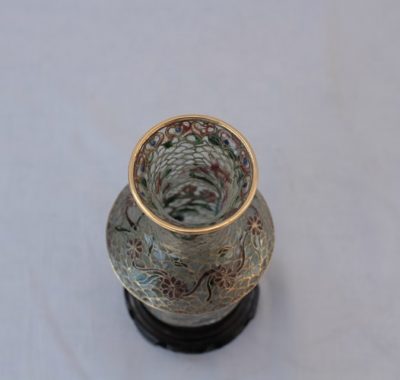Βάζο Διάφανο εκρού cloisonné μεταλλικό ντυμένο με σμάλτο - Image 2