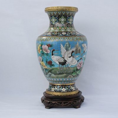 Βάζο Κίνας cloisonne πελαργοί