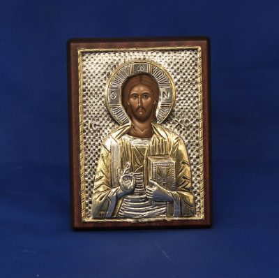 Βυζαντινή Εικόνα του Χριστού με χρυσό και ελληνικό ασήμι