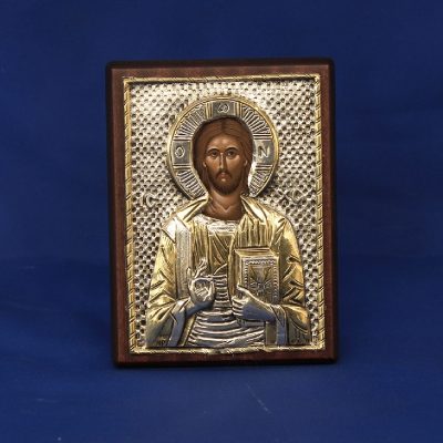 Βυζαντινή Εικόνα του Χριστού με χρυσό και ελληνικό ασήμι