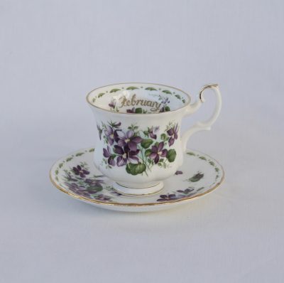 Royal Albert Flower of the month φλιτζάνι-πιατάκι καφέ Φεβρουάριος