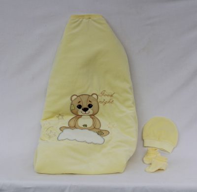 Υπνόσακος κουβέρτα σε χρώμα κίτρινο με αρκουδάκι