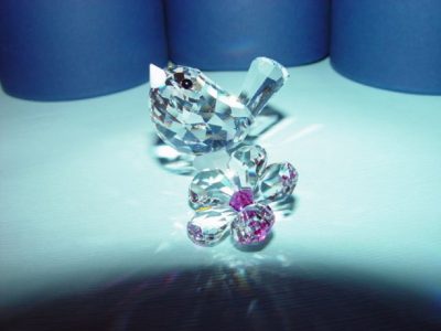 Λουλούδι με πουλάκι κρύσταλλο Swarovski Silver Crystal