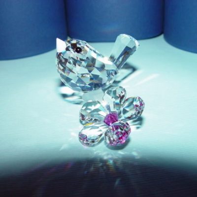 Λουλούδι με πουλάκι κρύσταλλο Swarovski Silver Crystal