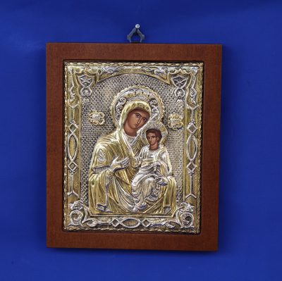 Εικόνα της  Παναγίας βρεφοκρατούσας από ελληνικό Ασήμι 925ο - Image 3