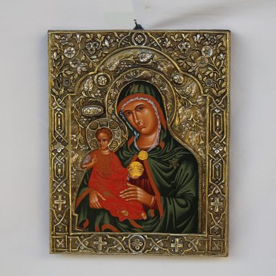 Εικόνα Παναγίας Καρφωτή σε ξύλο Ελληνικό Ασήμι