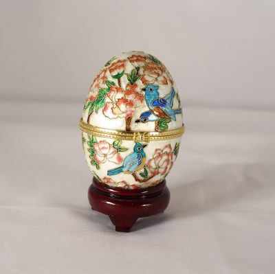 Αυγό Cloisonné με πουλιά ανοιγόμενο και μηχανισμό μουσικής - Image 3