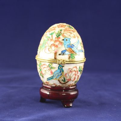 Μουσικό Διακοσμητικό αυγό Cloisonné ανοιγόμενο με πουλιά