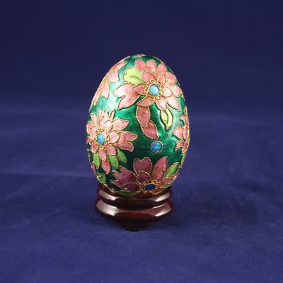 Διακοσμητικό Αυγό Cloisonné Πράσινο με λουλούδια