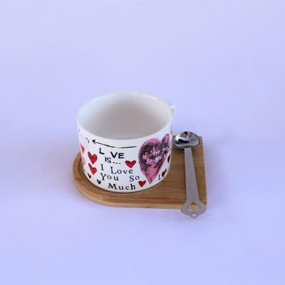 Φλιτζάνι με πιάτο Bamboo και κουτάλι “Love is...”ένα δώρο αγάπης !! - Image 2