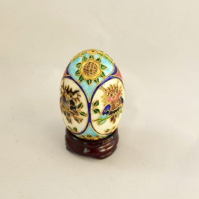 Διακοσμητικό Αυγό μικρό Cloisonné με Κουκουβάγιες πολύχρωμο - Image 2