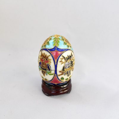 Διακοσμητικό Αυγό μικρό Cloisonné με Κουκουβάγιες πολύχρωμο - Image 3