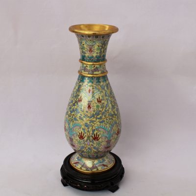 Βάζο Κίνας cloisonne Μπεζ με πολύχρωμα ανθάκια