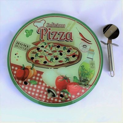 Πιατέλα Σερβιρίσματος Πίτσας 'Delicious pizza’ απο πυρίμαχο γυαλί