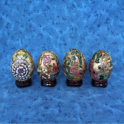 Σετ 4 Διακοσμητικά Αυγά Cloisonné επίχρυσα - Image 2
